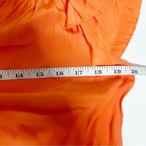 Ramy Brooke Bambi Rouched Ruffle Orange Silk Dress (size M) - Picture 6 of 6